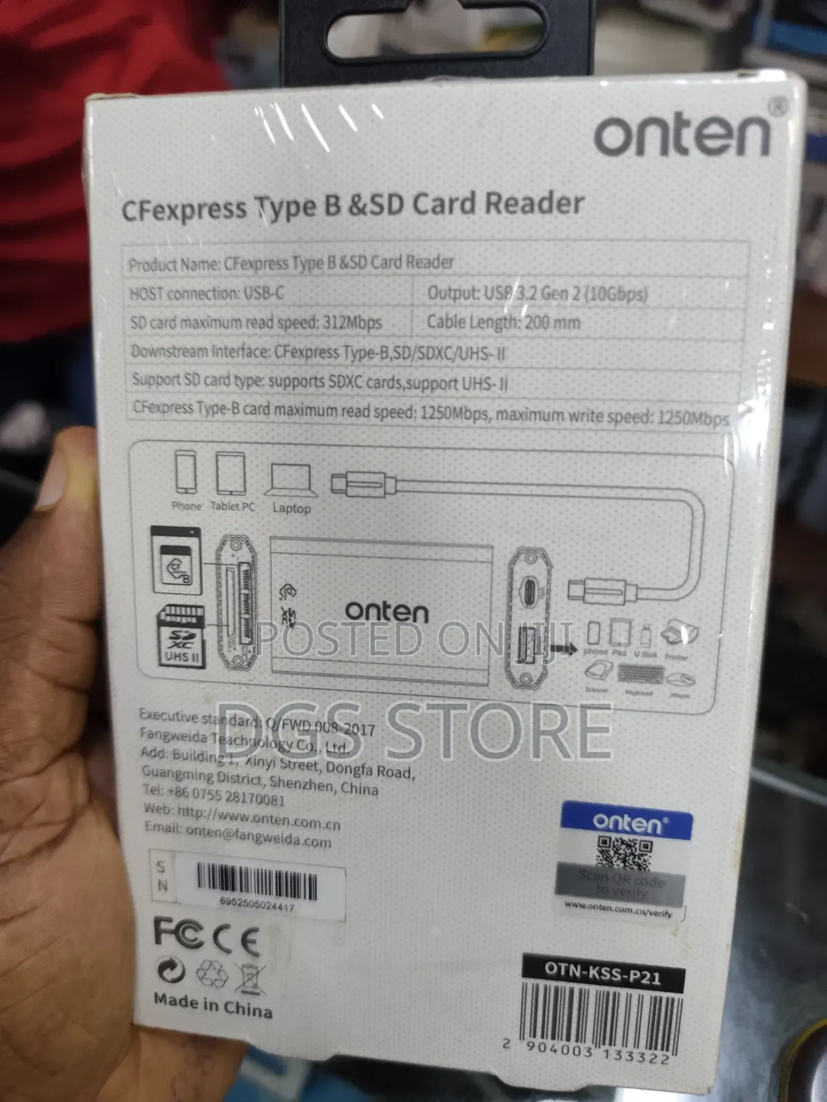 Onten Otn KSS P21 3in1 Cfexpress Type B SD 4.0 Card Reader