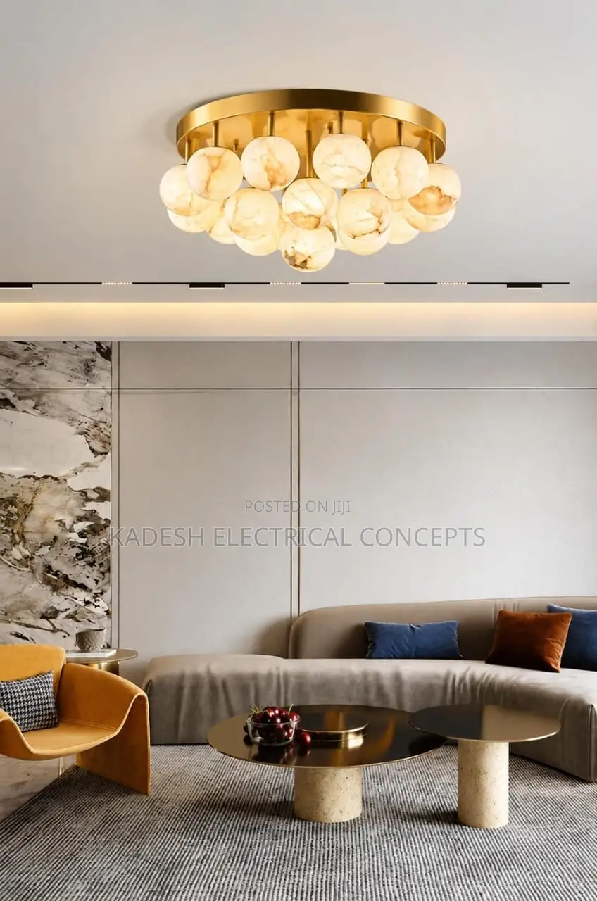 Opulent Marble Bubble Ball Ceiling Chandelier