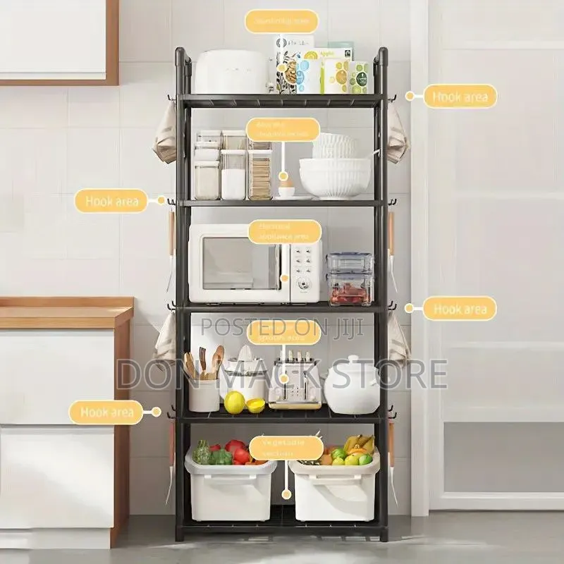 5-Tier Storage Organizer Rack] 5-Tier Plastic Kitchen Storage