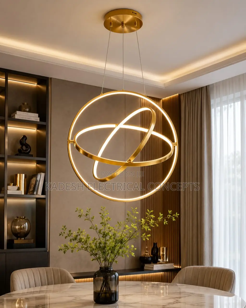Modern Circle Rings Led Pendant Light Luxury Hanging Lamp Aluminum