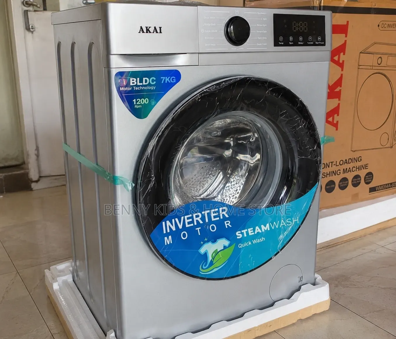 AKAI 7KG Front Load Inverter Washing Machine – Steam Wash