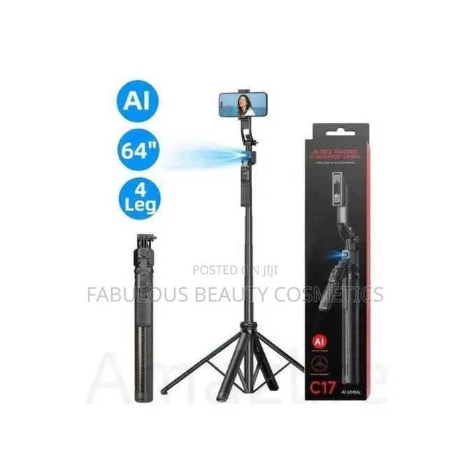 AI Face Tracking C17 Gimbal Stabilizer With Quadrapod Tripod Stand