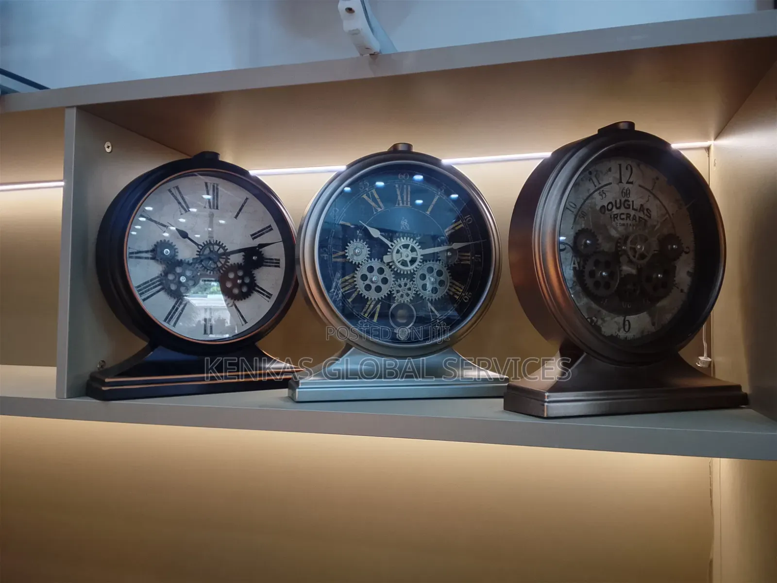 Vintage Industrial Gear Table Clocks