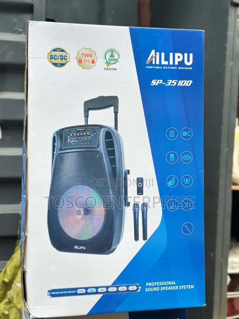 Ailipu SP-3510D 15-Inch Rechargeable BT PA System With Dual Wireless