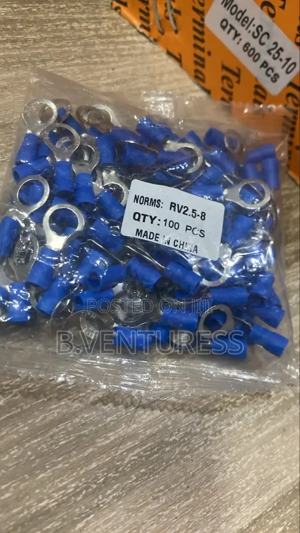 Pre-Insulated Ring Terminals, Specifically Labeled as Model RV2.5-8.