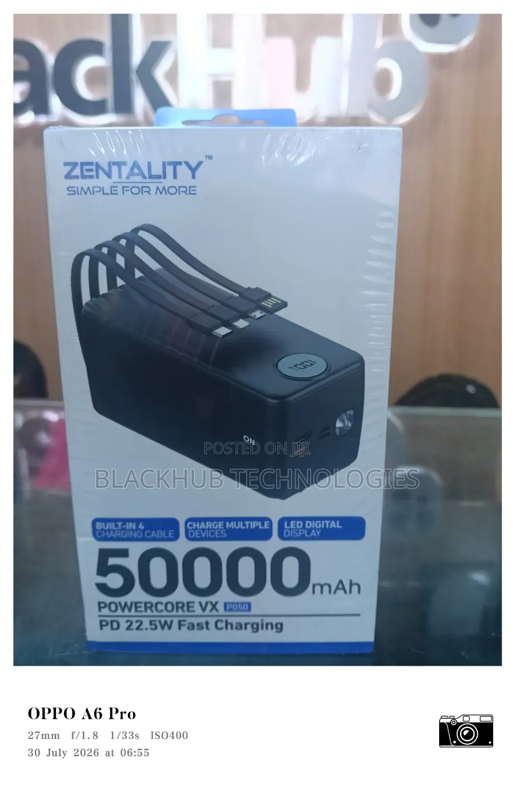 Zentality 50000mAh 22.5w Powercore VX Fast Charging in-Built Cords