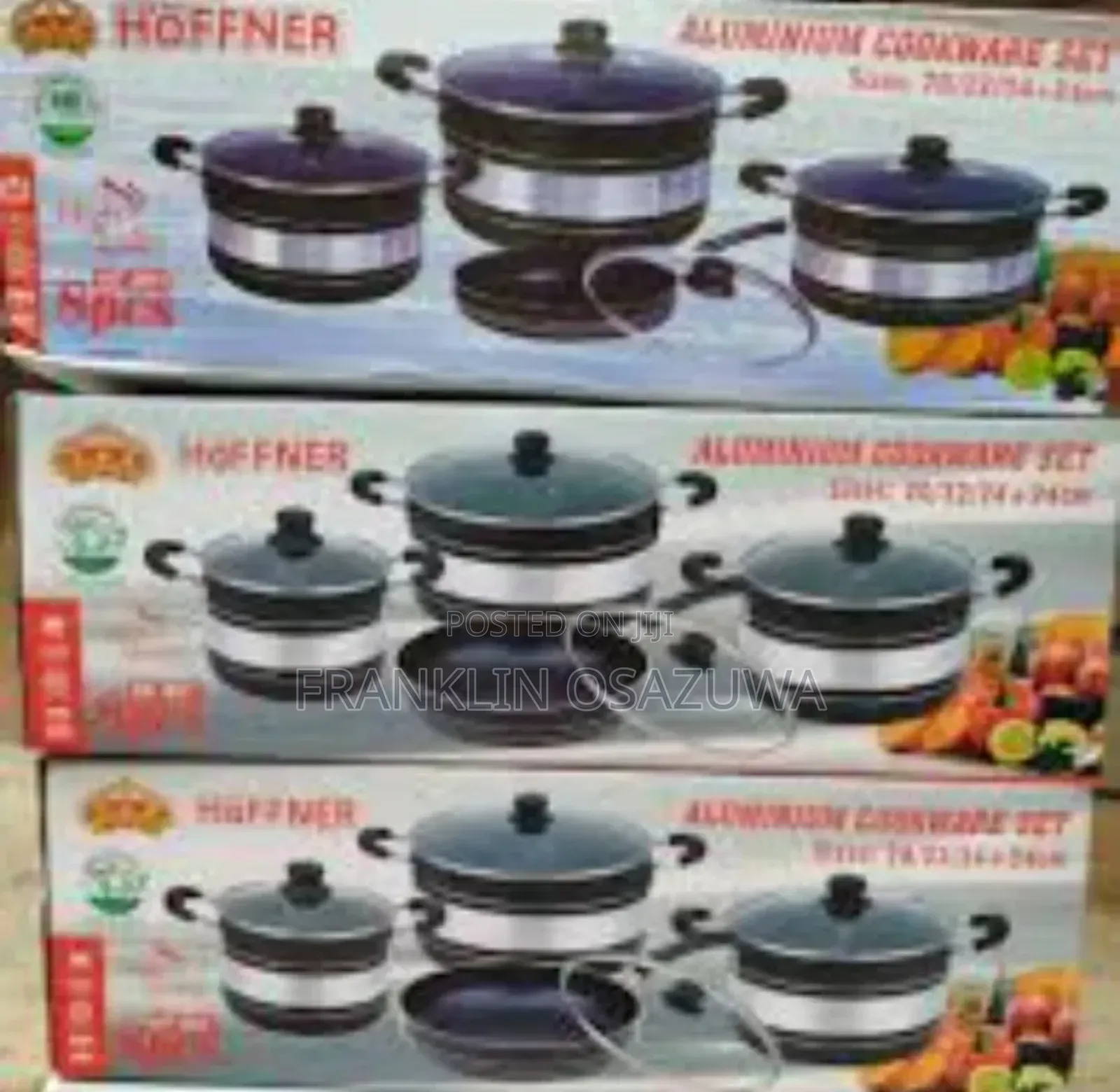 Hoffner 8Piece Non-Stick Granite Aluminum Cookware Set With Glass Lids