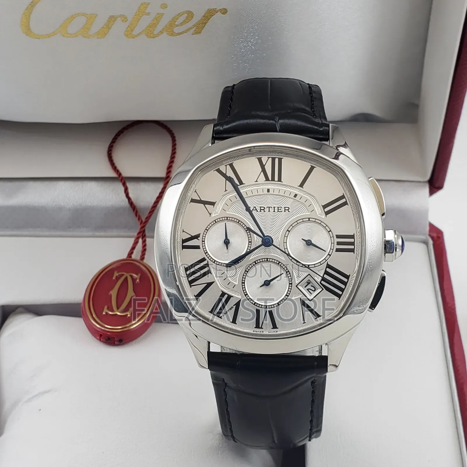 Cartier Leather Wristwatch Quartz Movement Chronography