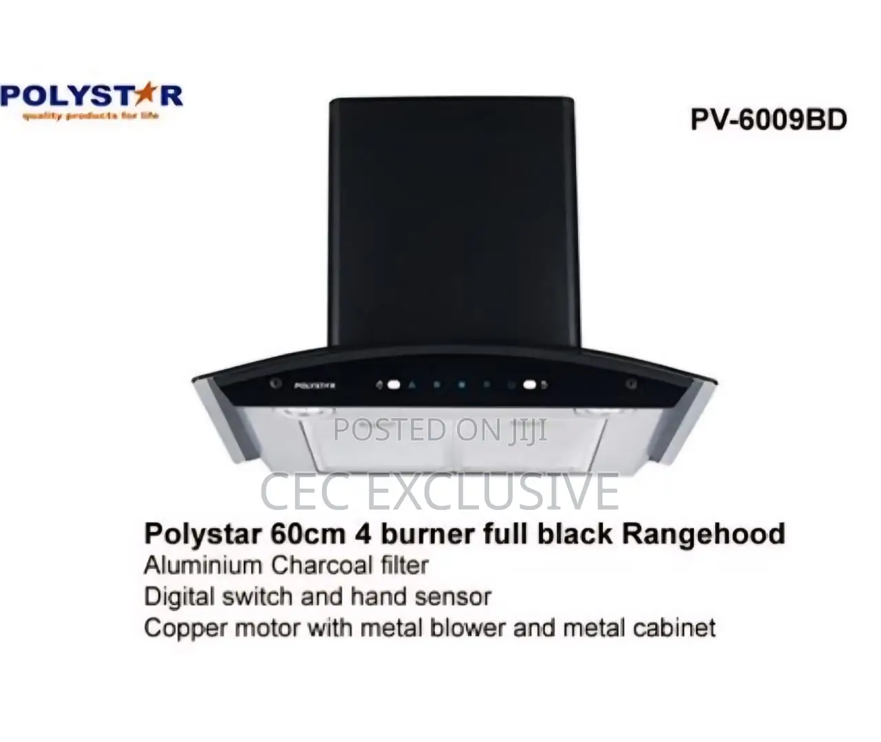 60cm Polystar Rangehood With Activated Chacol Filter