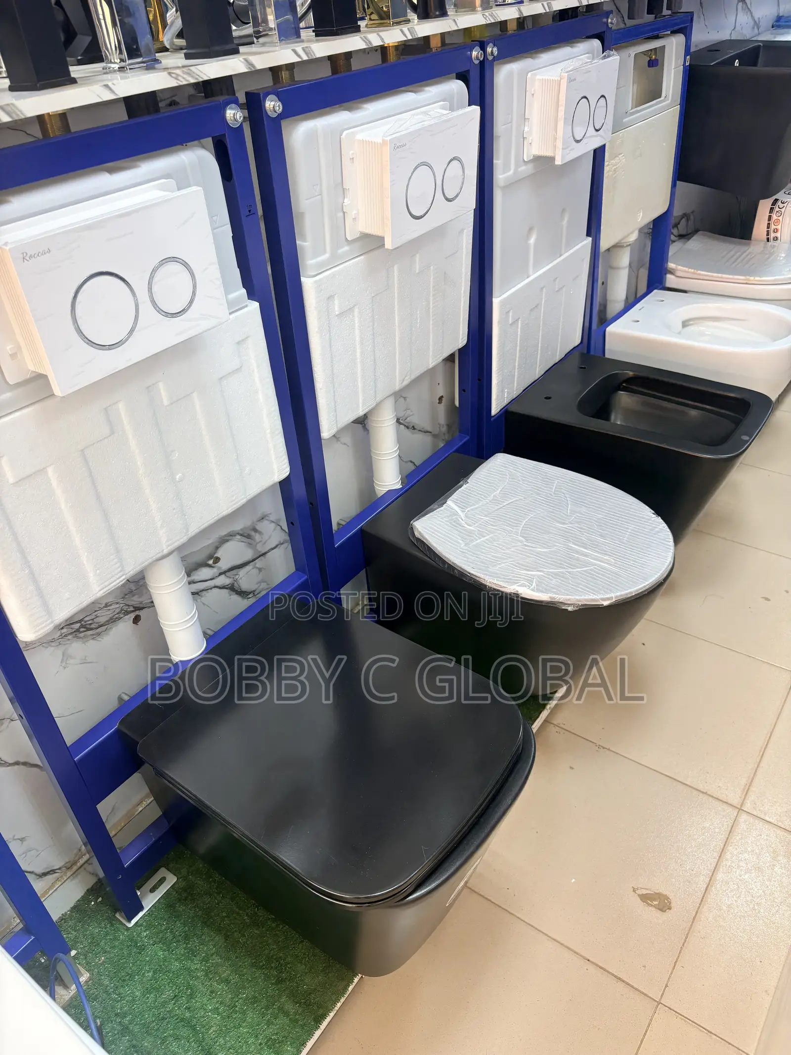 Black Wall Hung Toilet With Concealed Cistern Dual Flush System