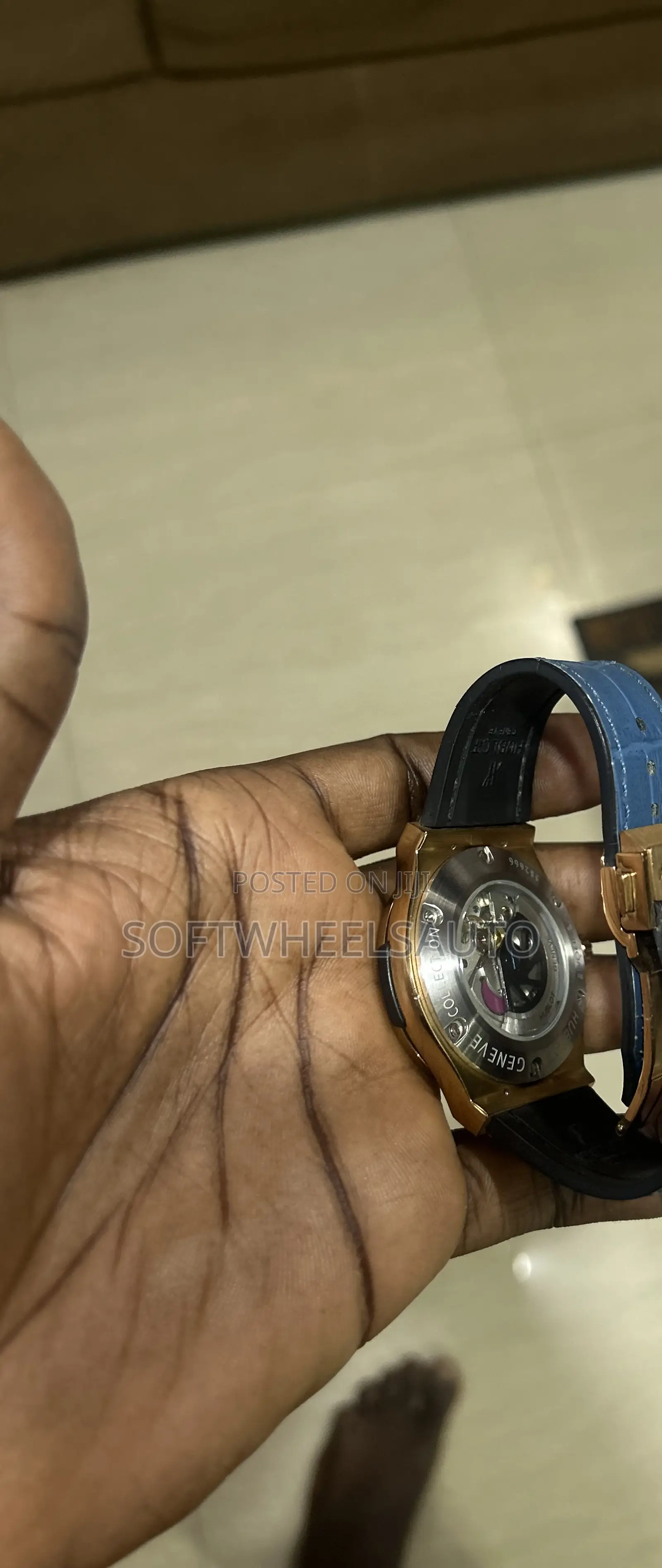 Original Hublot Engine Watch Ice Out With Blue Leather