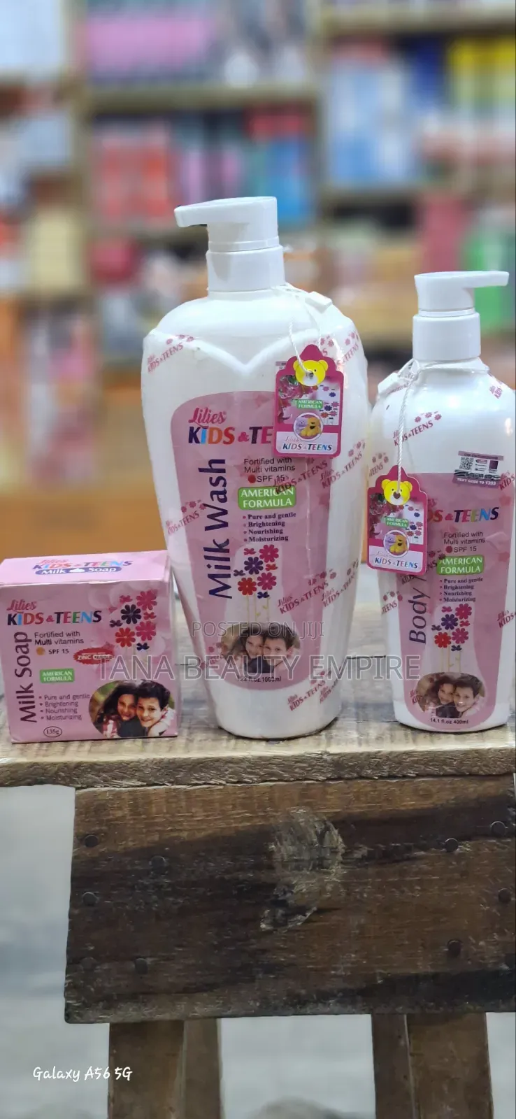 Lilies Kids Teens Milk Wash, Body Cream. Soap