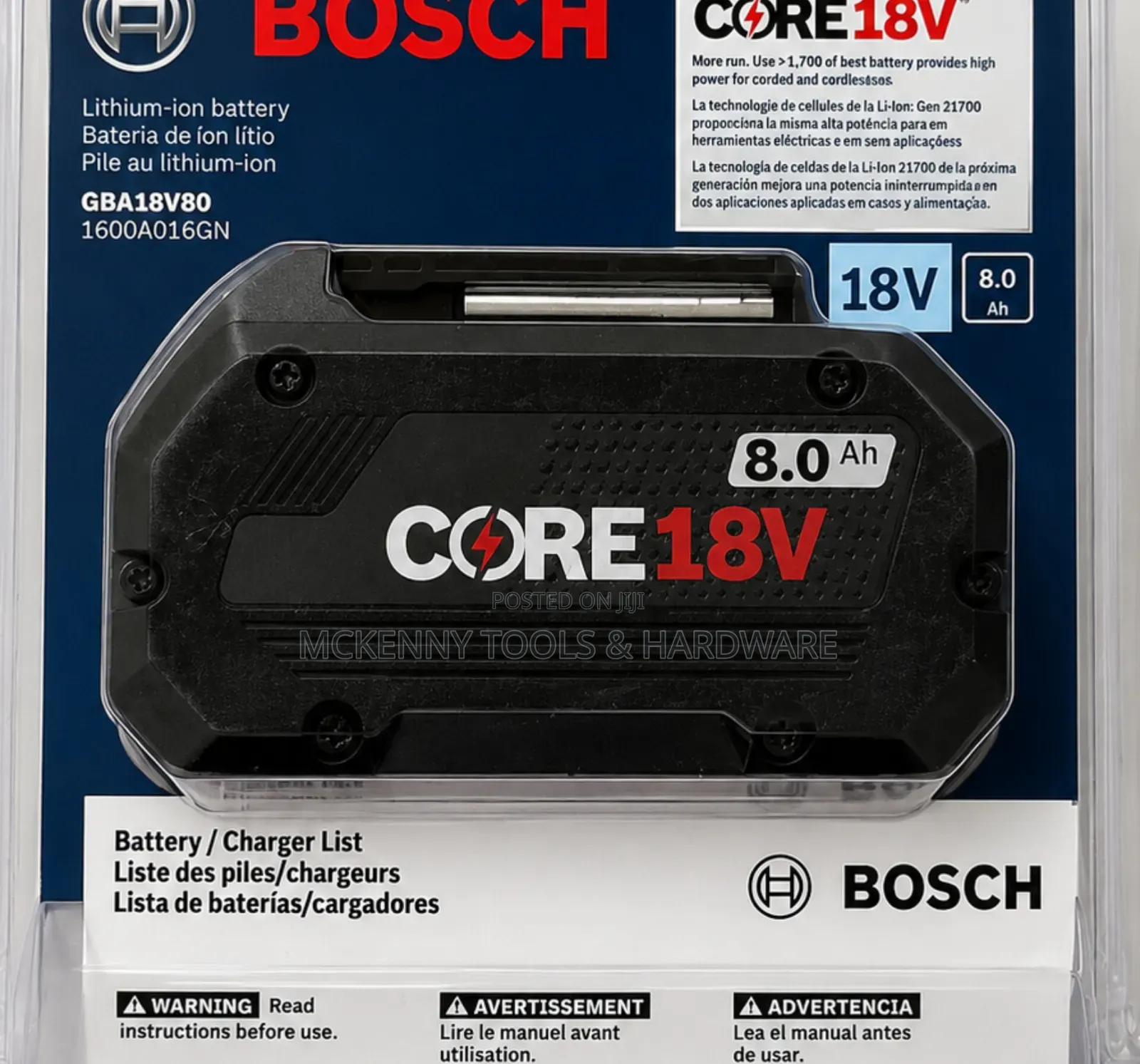 Bosch CORE18V 18V Lithium-Ion 8.0 Ah High Power Battery (M: GBA18V80,