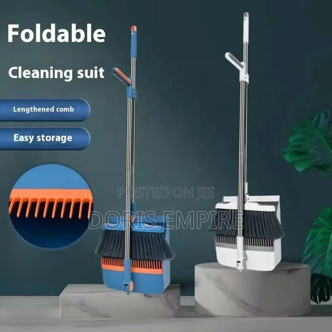 180° Foldable Long Broom and Dustpan Set.