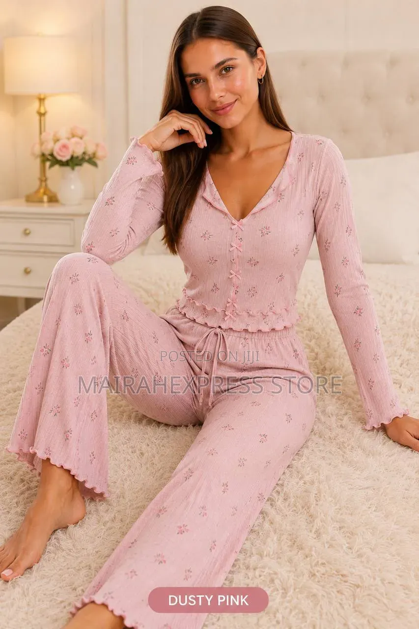 Bailey Luxe Petal Whisper Long Sleeve Top Palazzo Nightwear Set