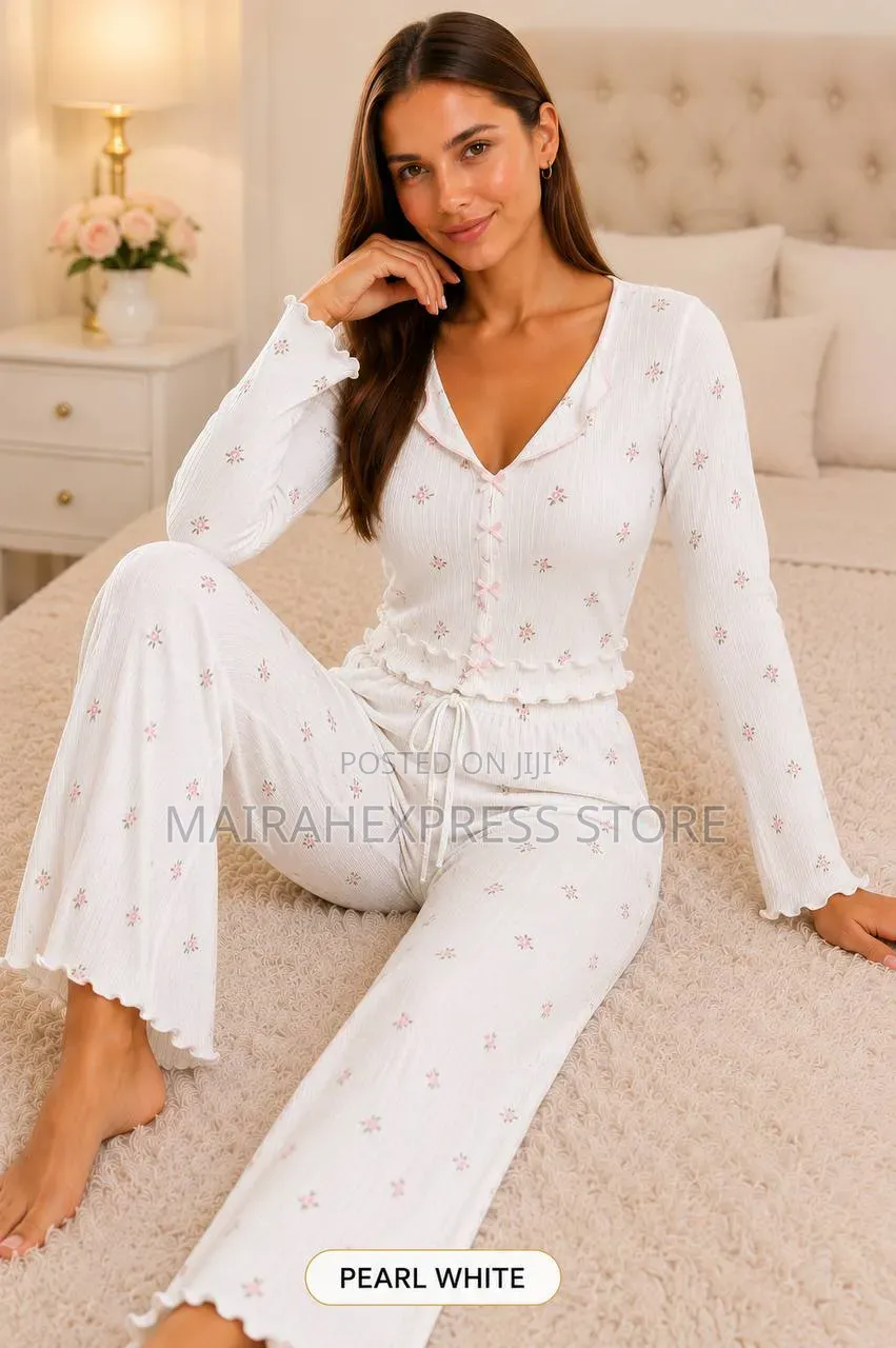 Bailey Luxe Petal Whisper Long Sleeve Top Palazzo Nightwear Set
