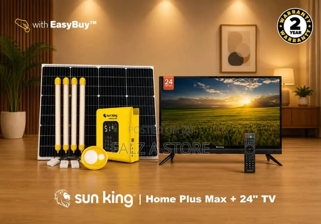 Sun King Solar Television With Homeplus Max and Pedestal Fan