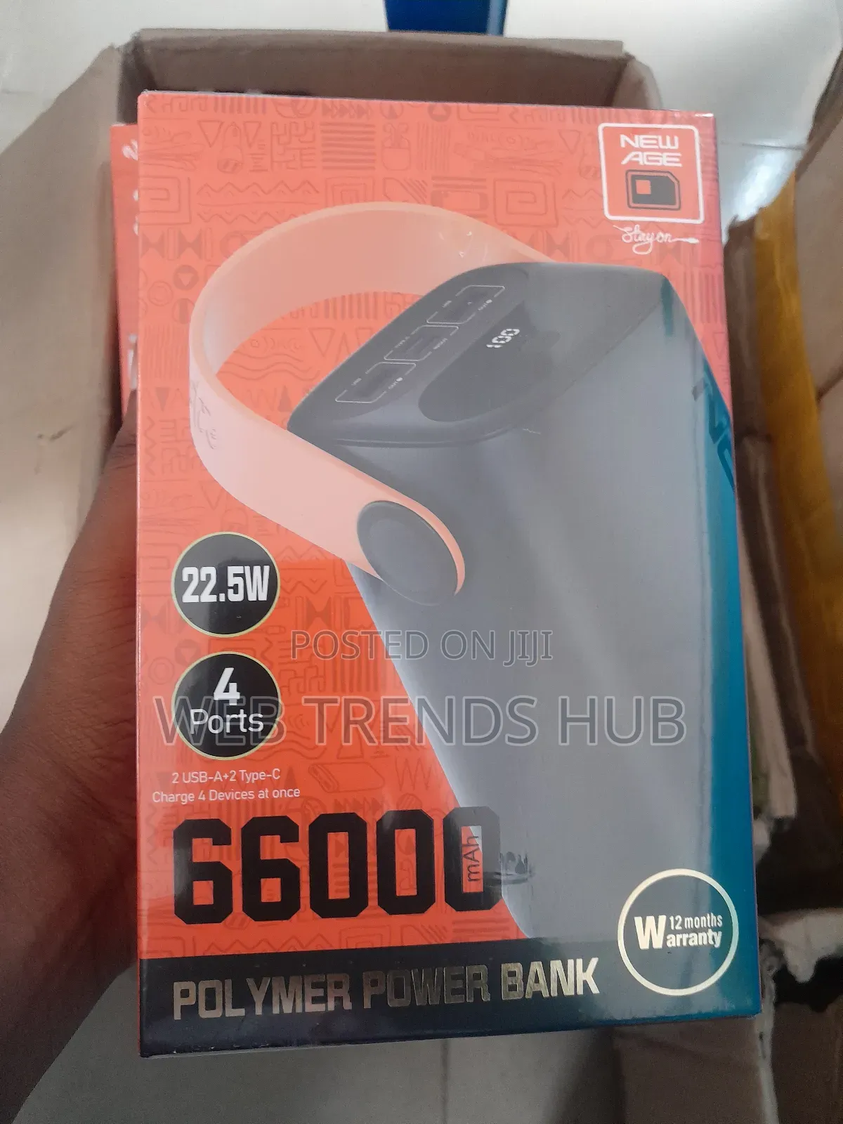 NewAge 66000mAh Turbo Ultra 6 22.5W 4 Ports Fast Power Bank With Strap