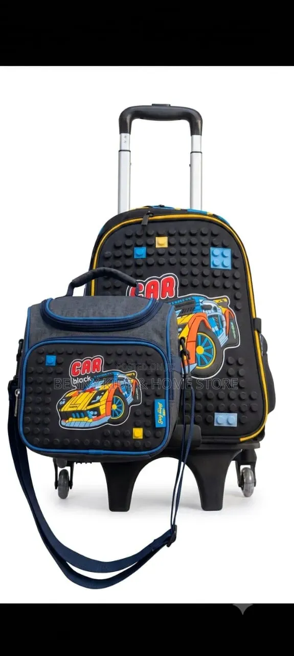New Arrival – Kids' Space-Themed Trolley School Bag Set
