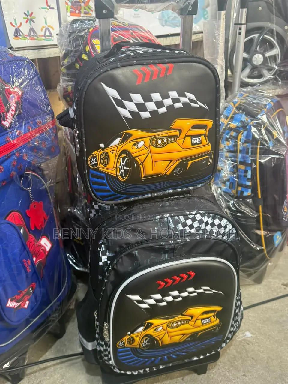 New Arrival – Premium Kids' Racing Car Trolley School Bag Set!