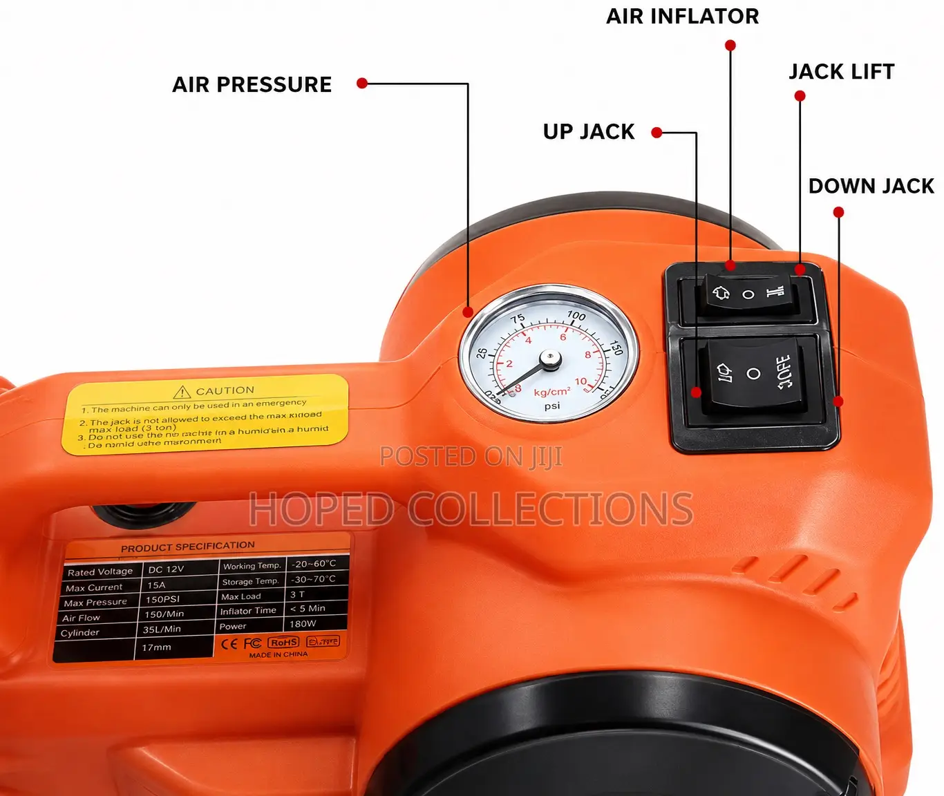 Electric Car Jack 5 Ton , Inflator
