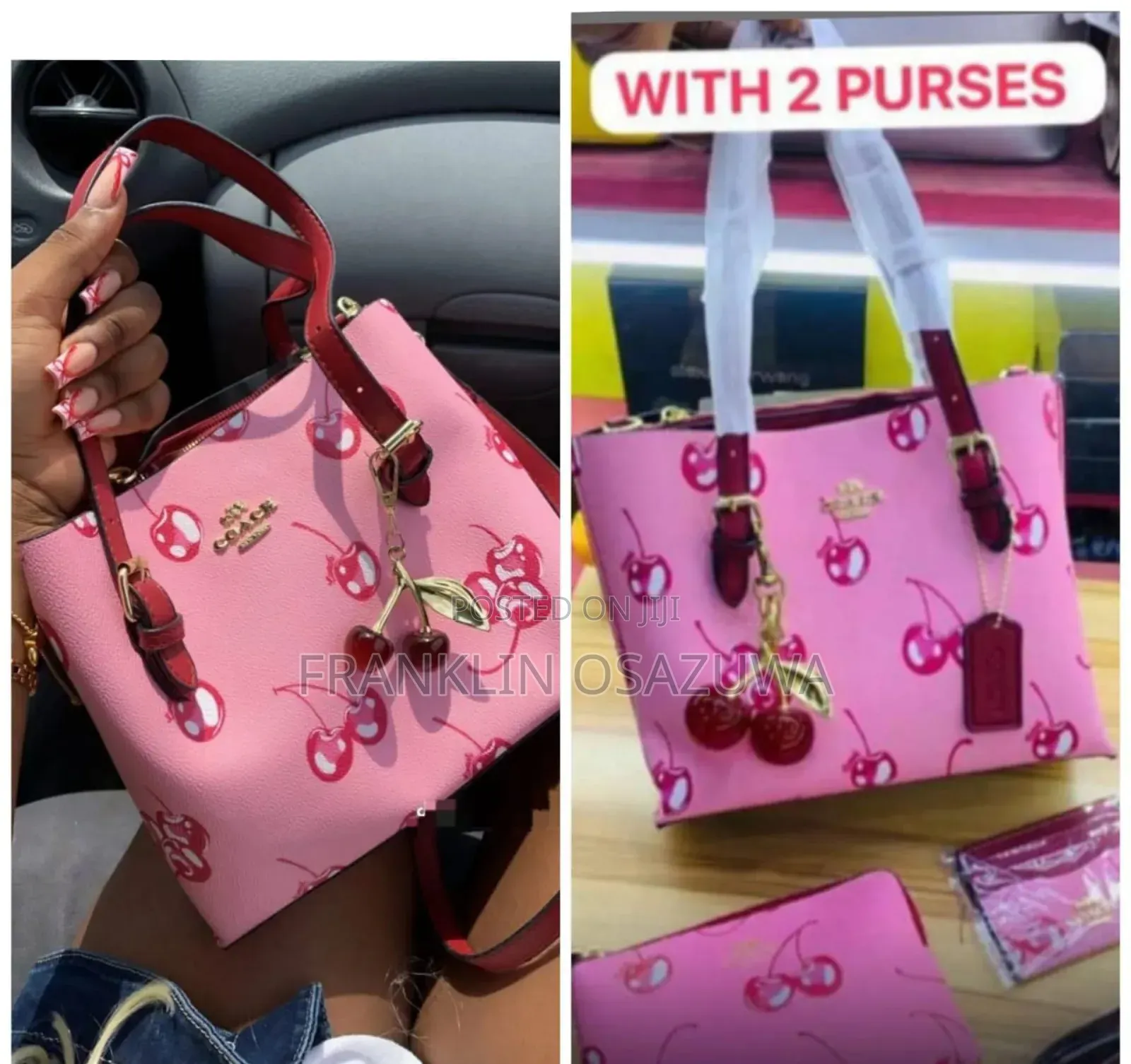 Luxury Cherry Print Women's Handbag Set (3-in-1)