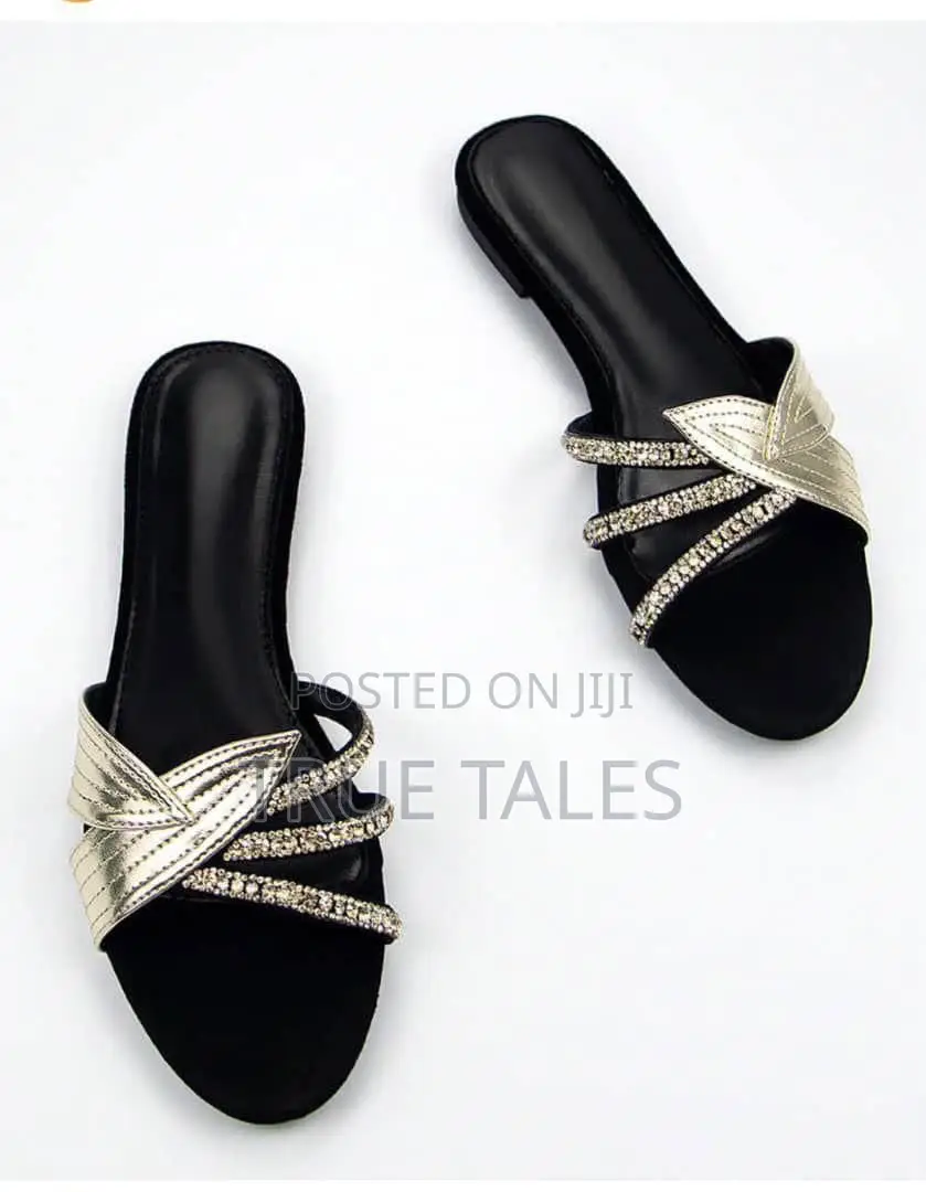 Lovely Embelished Slippers With Silver Glitters # CHYG