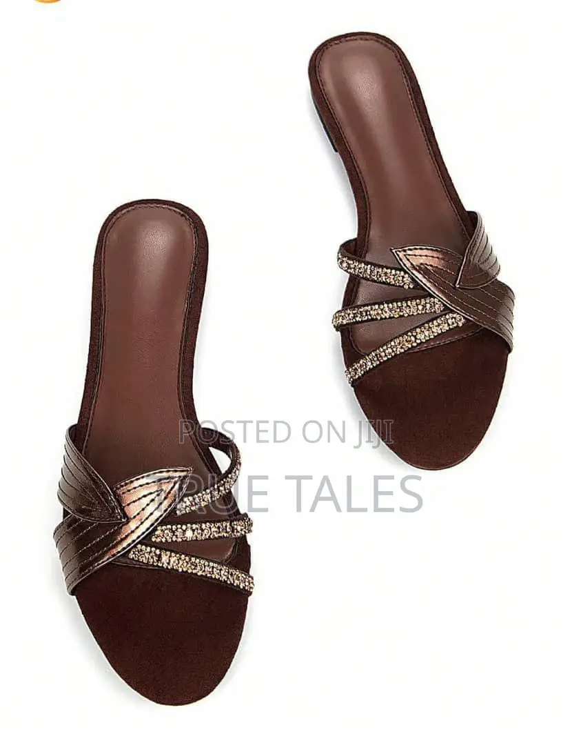 Lovely Embelished Slippers With Silver Glitters # CHYG