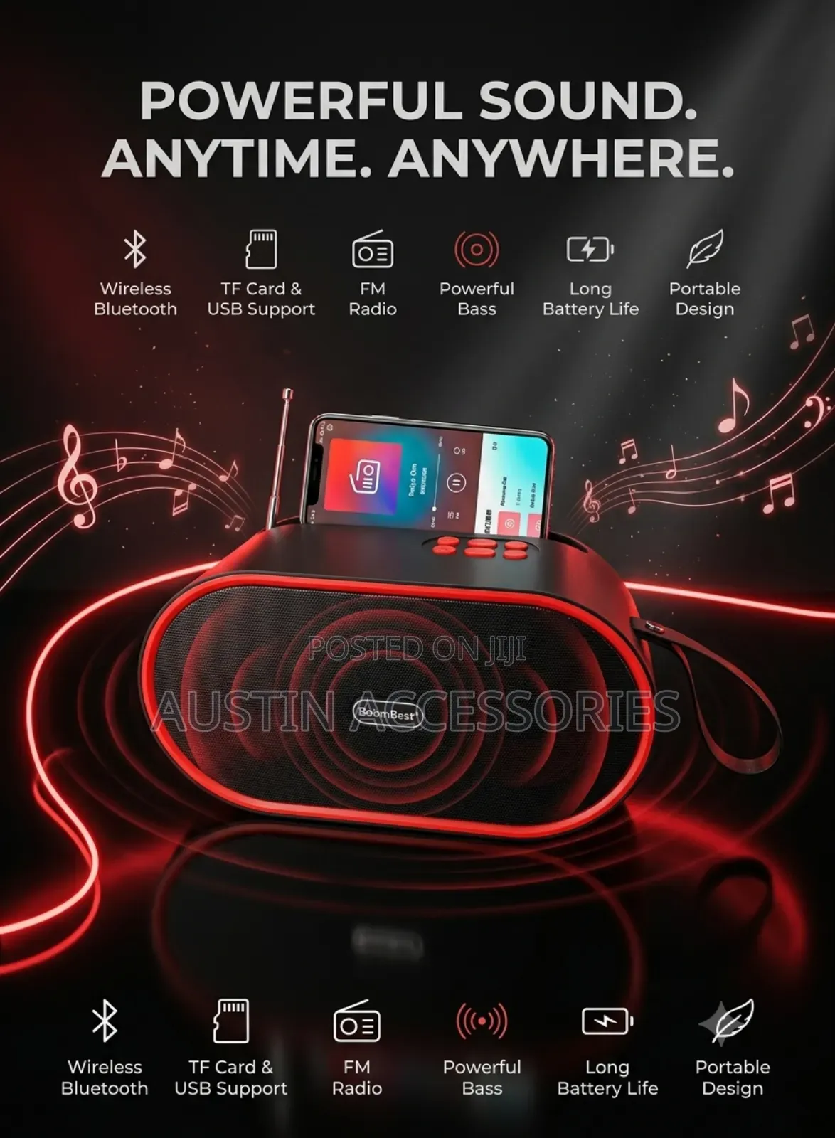 Boombest LN-1028ANT Portable Wireless Bluetooth Speaker and Radio.