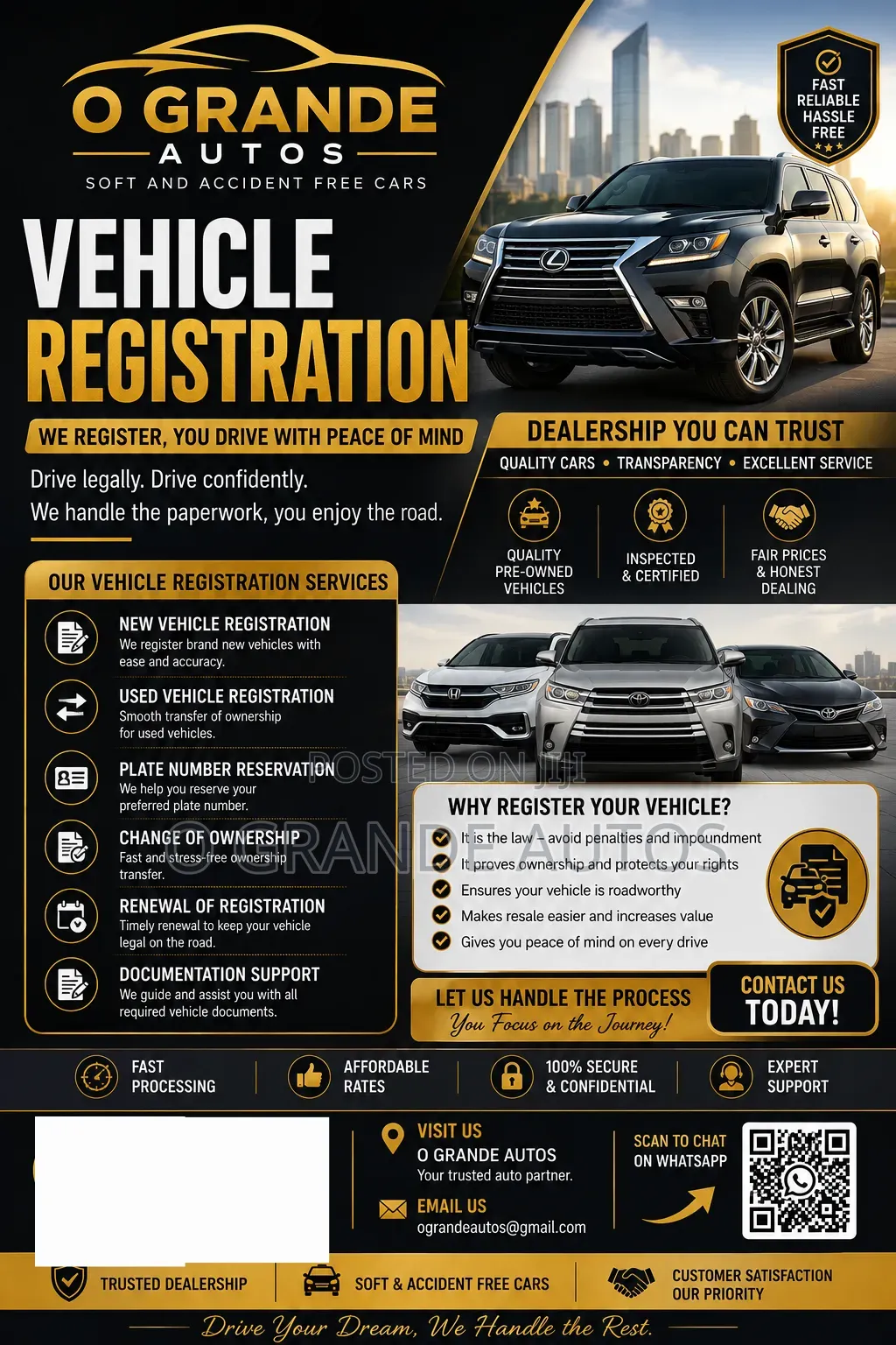 Vehicle Registration Made Easy With O GRANDE AUTOS!