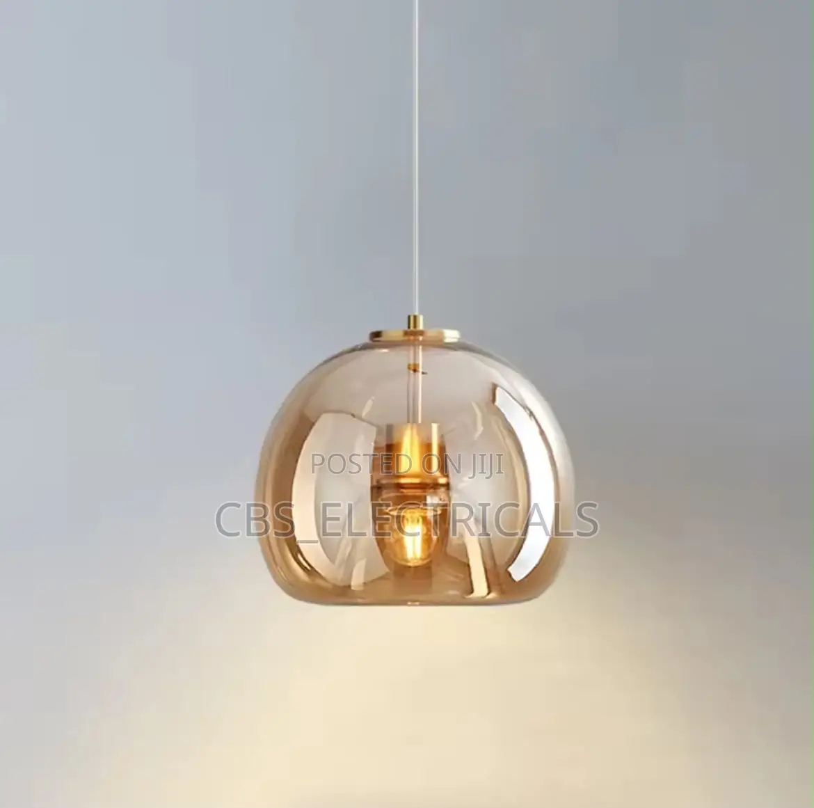 Modern Amber Glass Globe Pendant Light