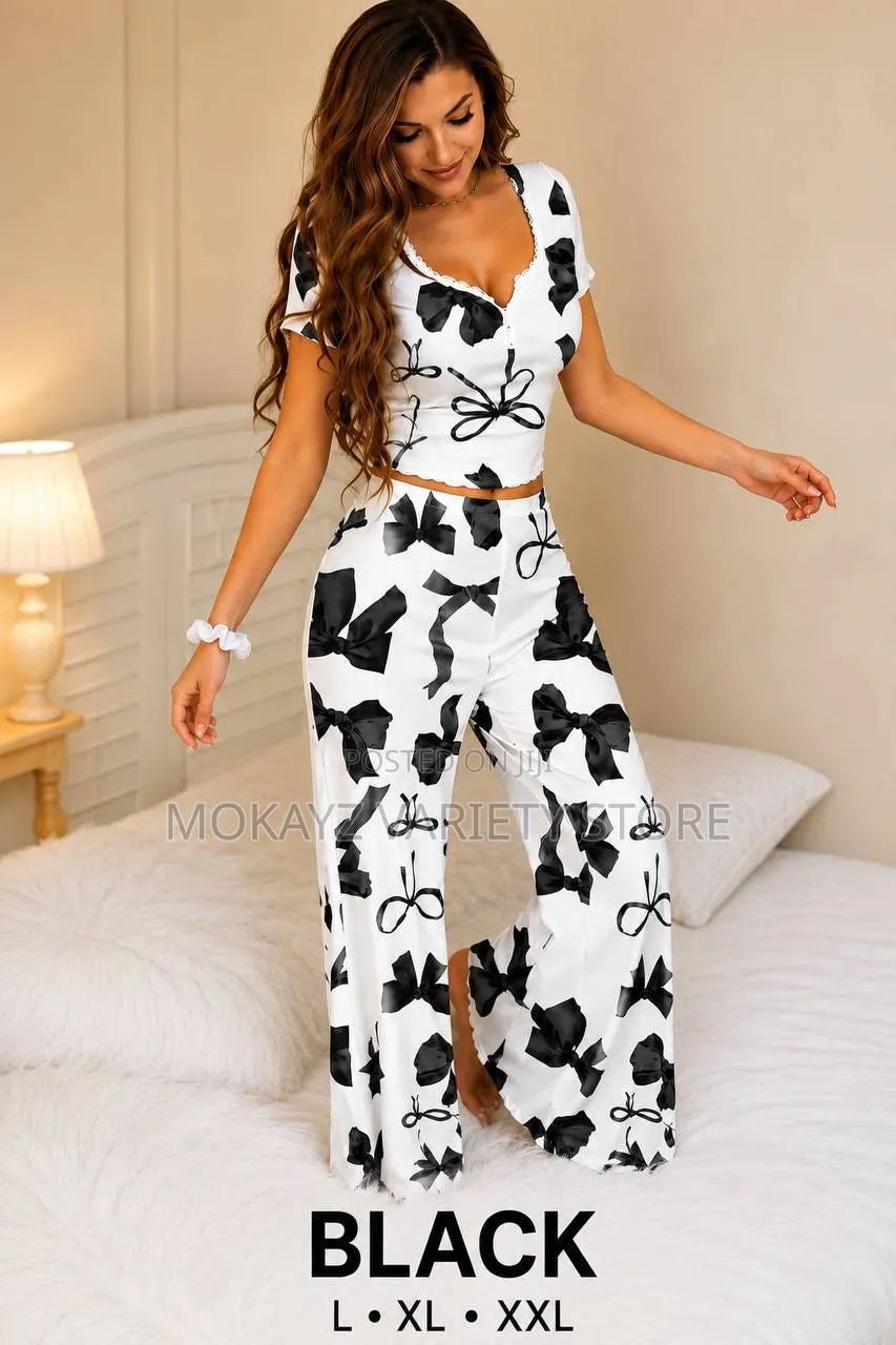 Bailey Luxe Bow Signature 2-Piece Crop Top Palazzo Spandex Nightwear