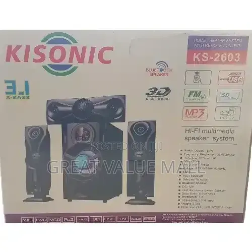 Kisonic Ks-2603 3.1 Channel Bluetooth Home Theater System 60w