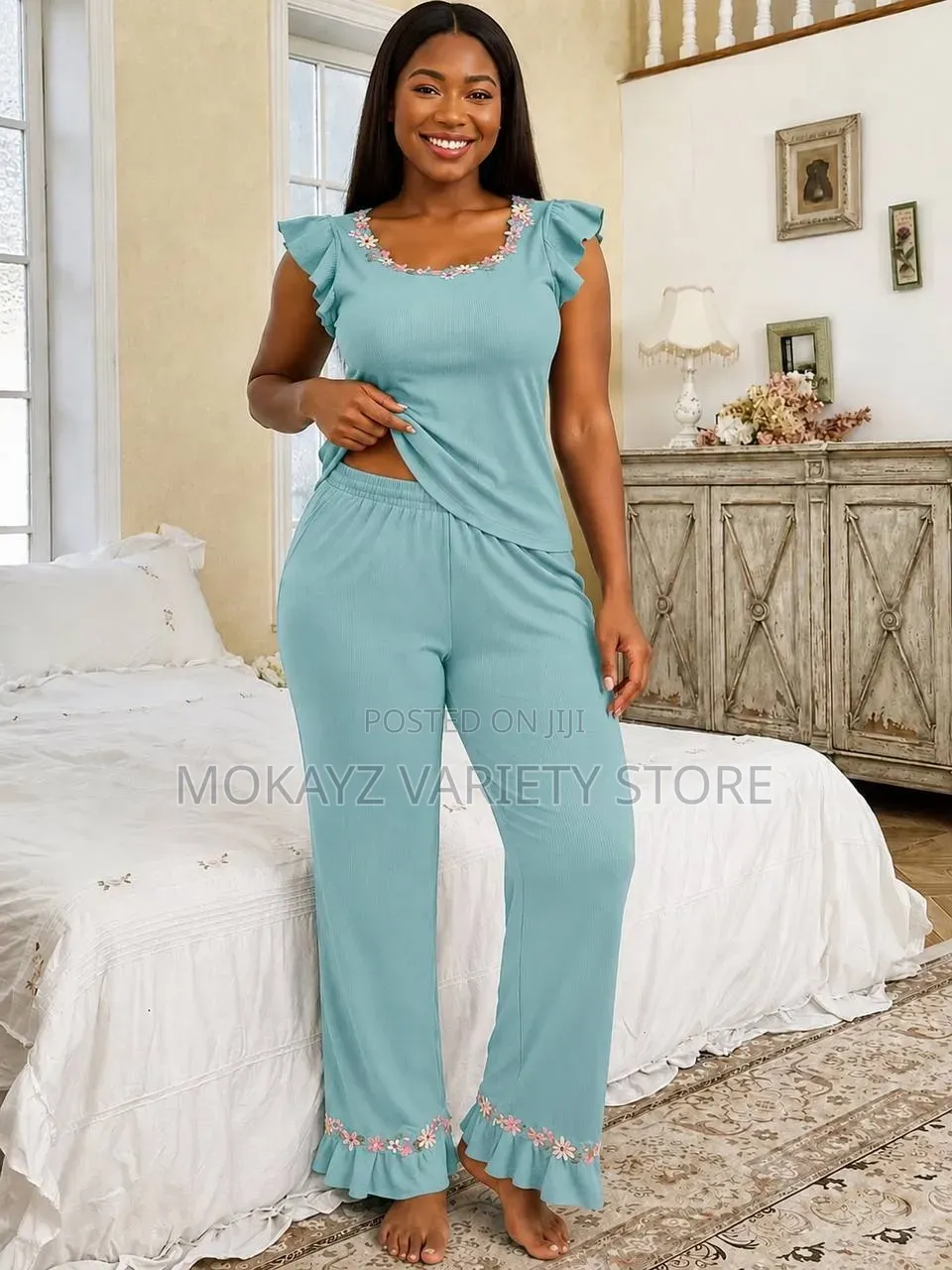 Bailey Luxe Embroidered Top Nightwear/Loungewear Set