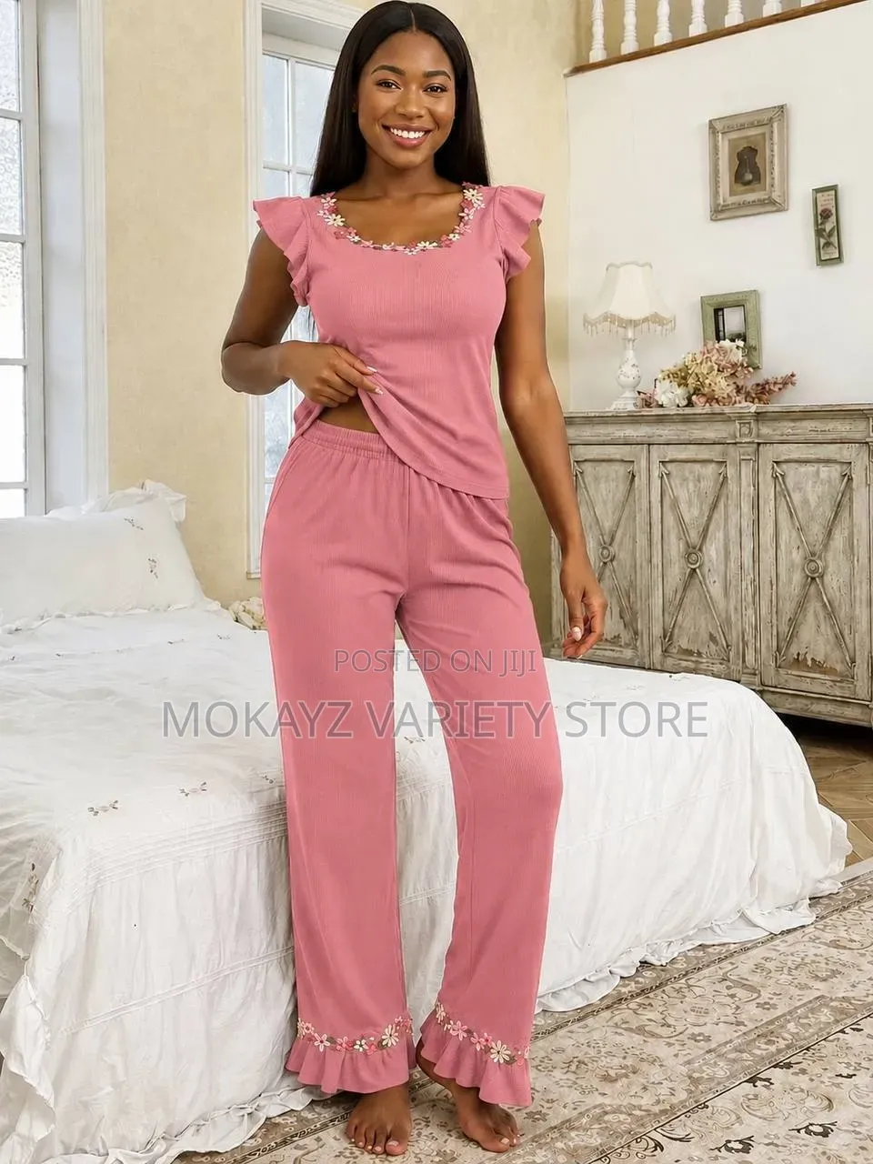 Bailey Luxe Embroidered Top Nightwear/Loungewear Set