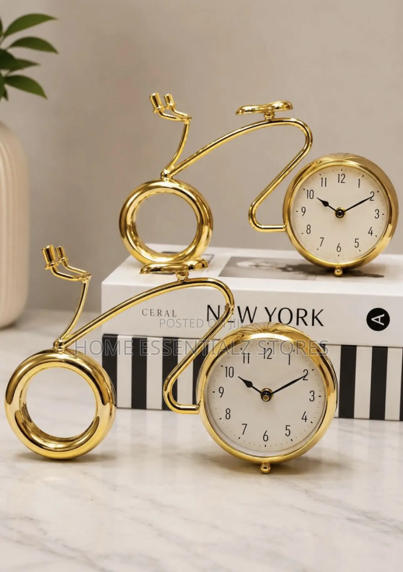 Gift Vintage Bicycle Table Clock- Decorative Metal Bike Ornament Clock