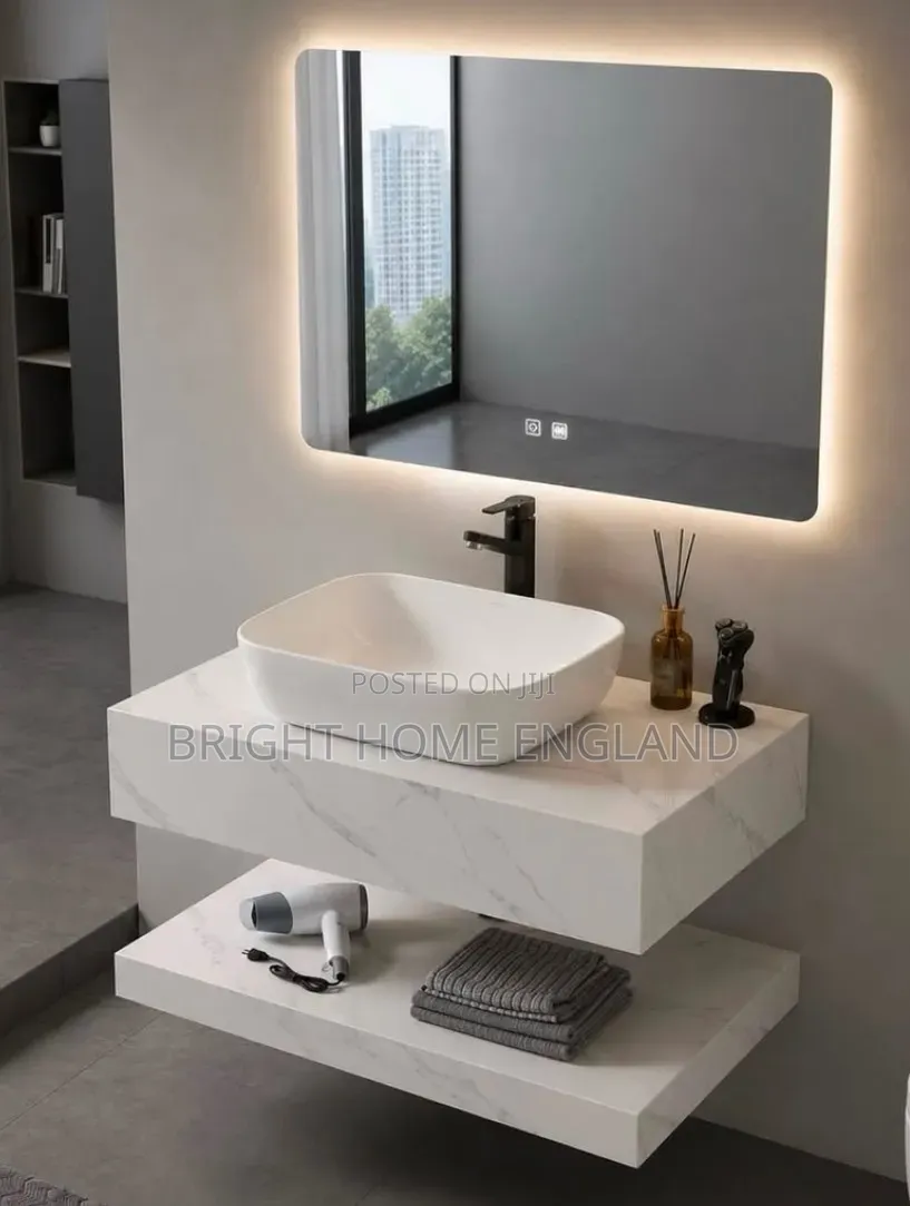 80x50 Marble Cabinet With LED Mirror
