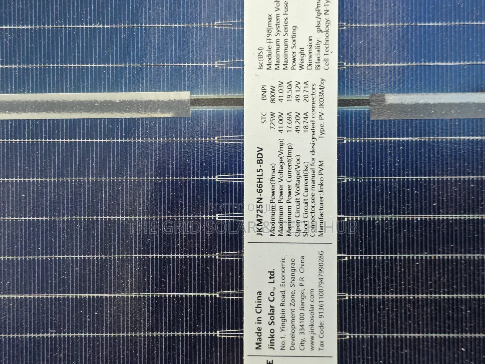 100% Original 725W Jinko Solar Panel (N-Type, Class A)