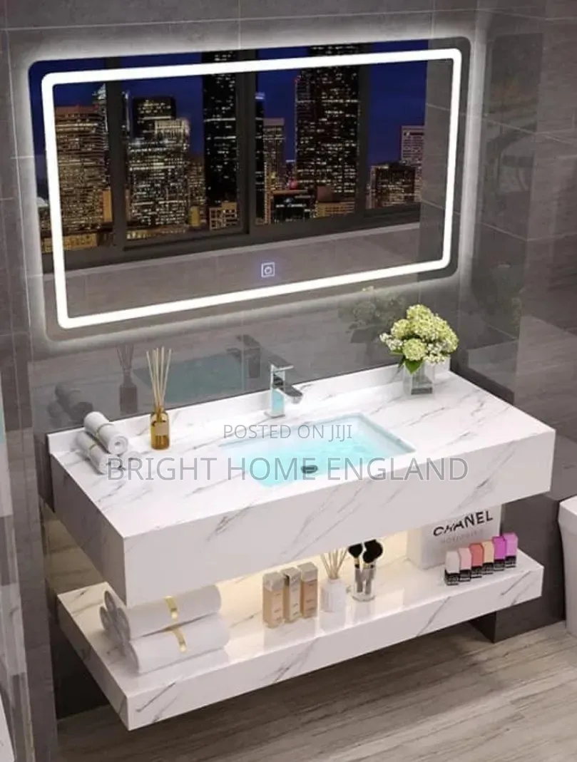 100 CM and 80CM Marble Cabinet With LED Mirror