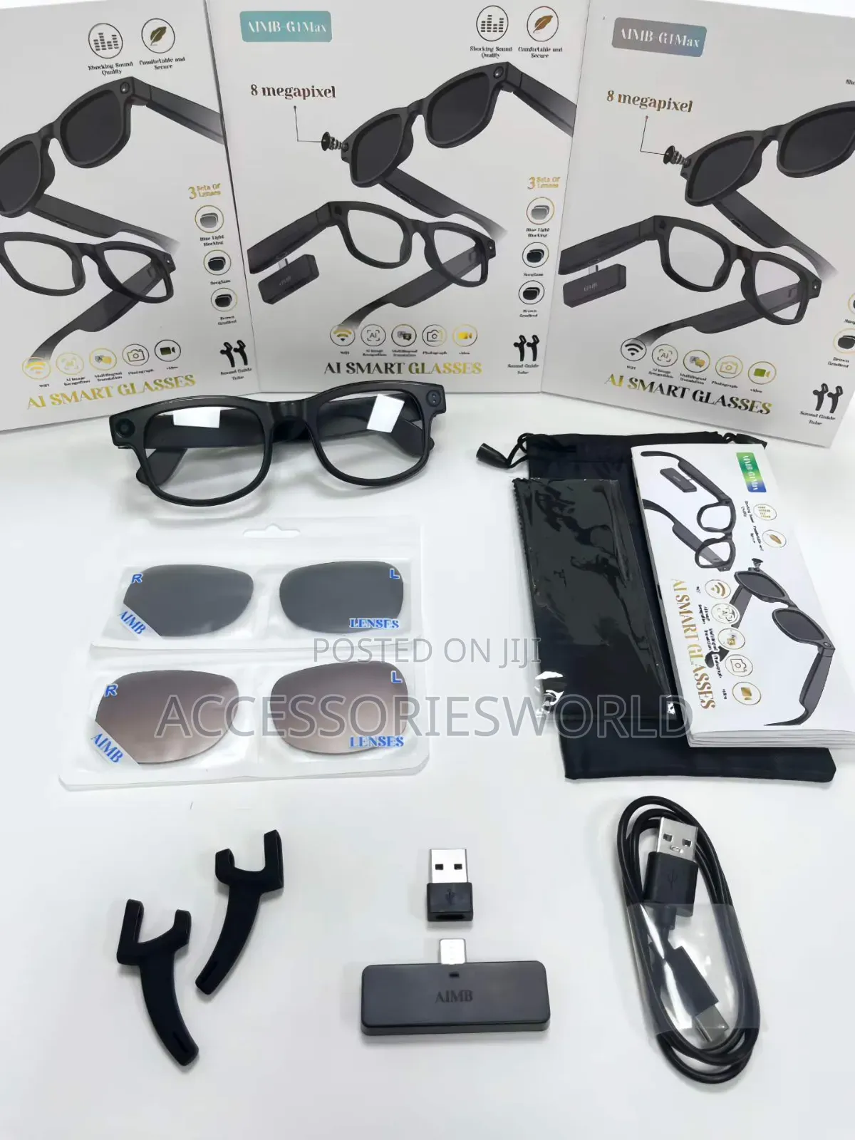 AIMB-G1 Max 800megapixel AI Smart Glasses With Portable Charging Case