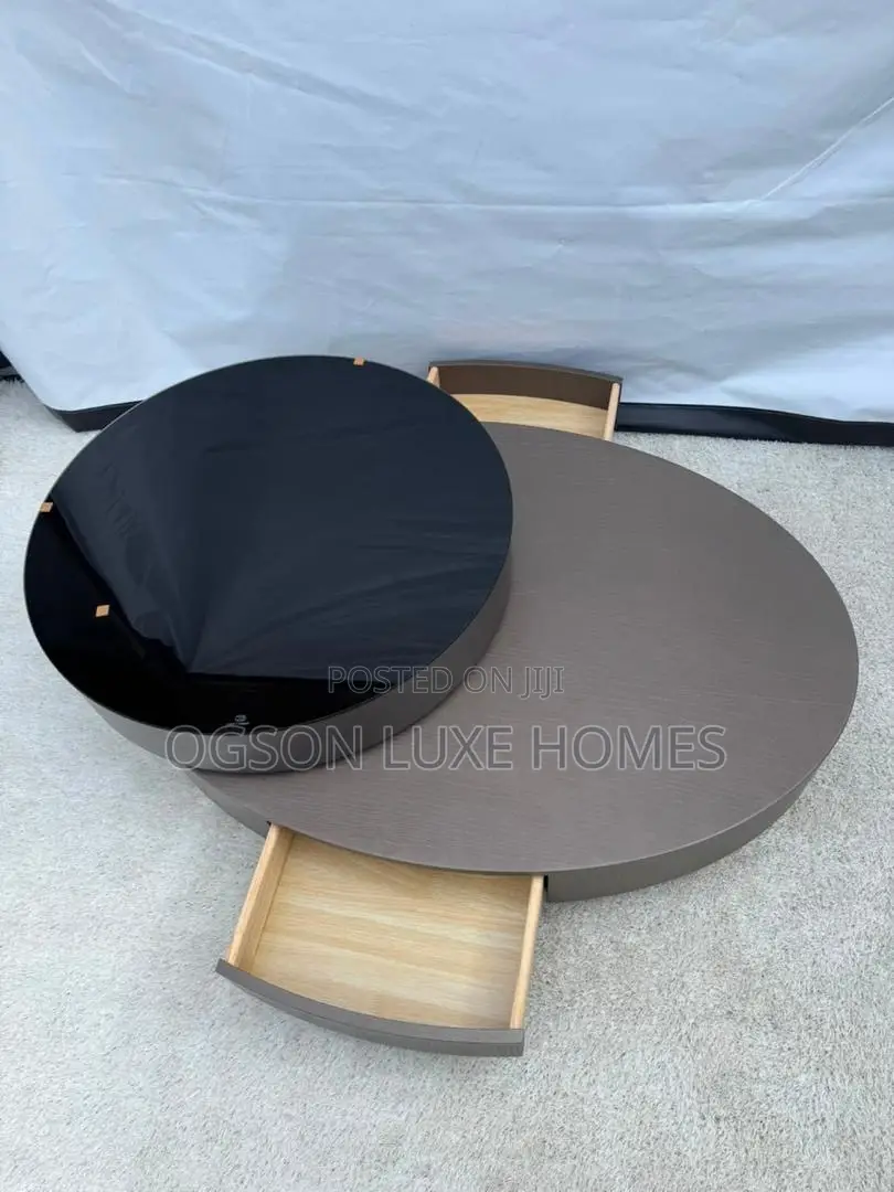 Center Table With Two Drawers and 360 Rotating Top