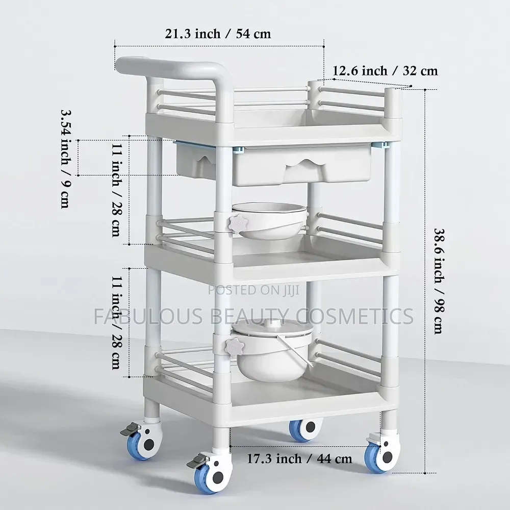 Medical Duty Storage, Shelves With a Grid-Reinforcement Design Trolly.
