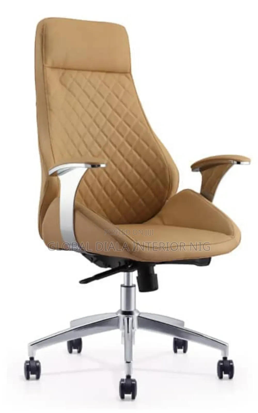 Brown Diamond-Quilted Executive Office Chair