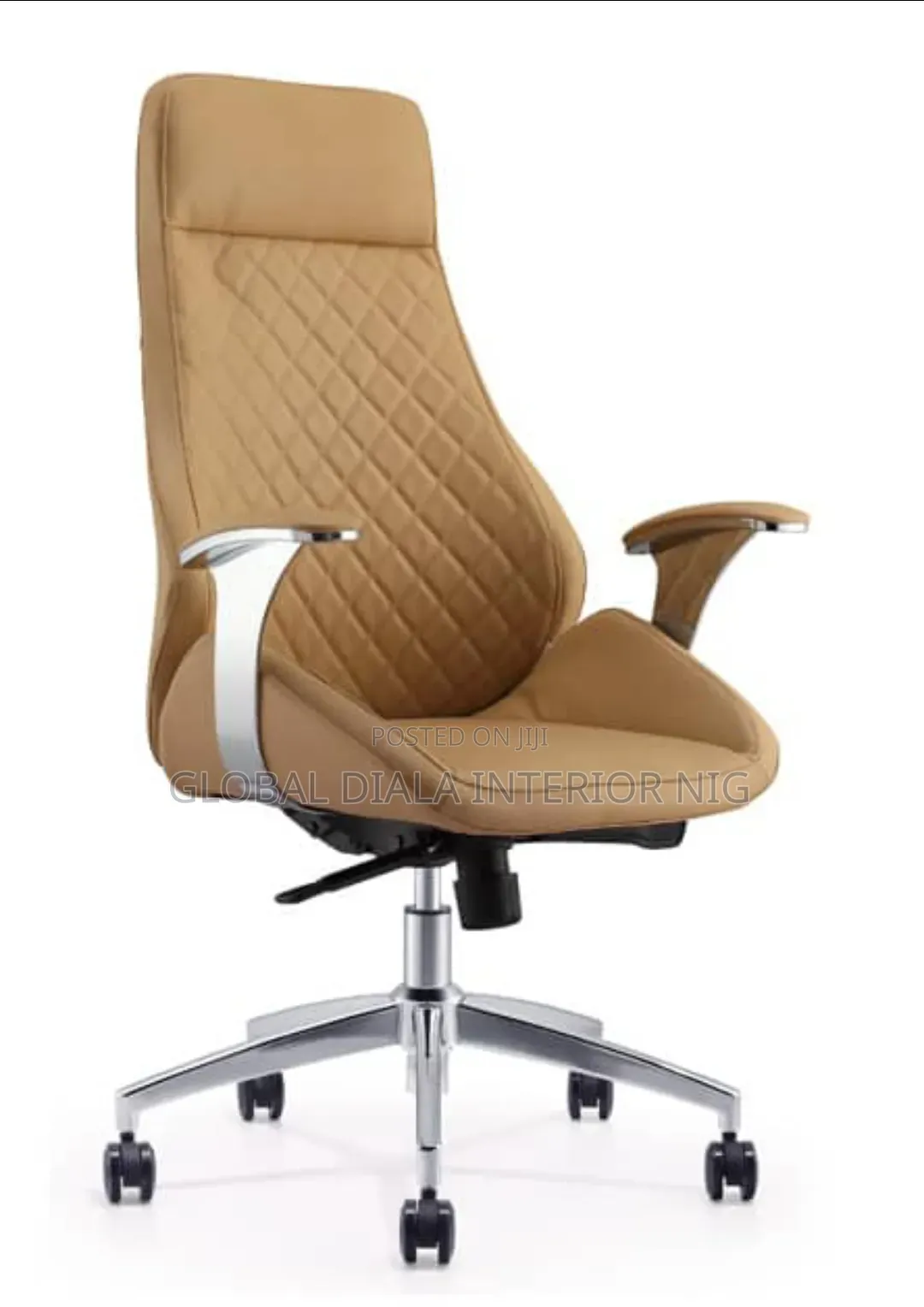 Brown Diamond-Quilted Executive Office Chair