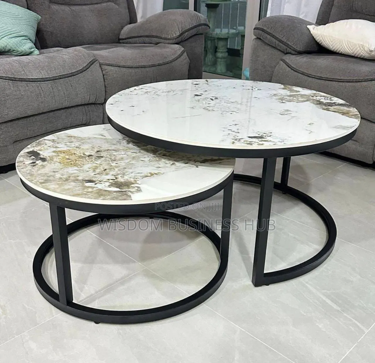 Portable 2 In1 Marble Top Center Table
