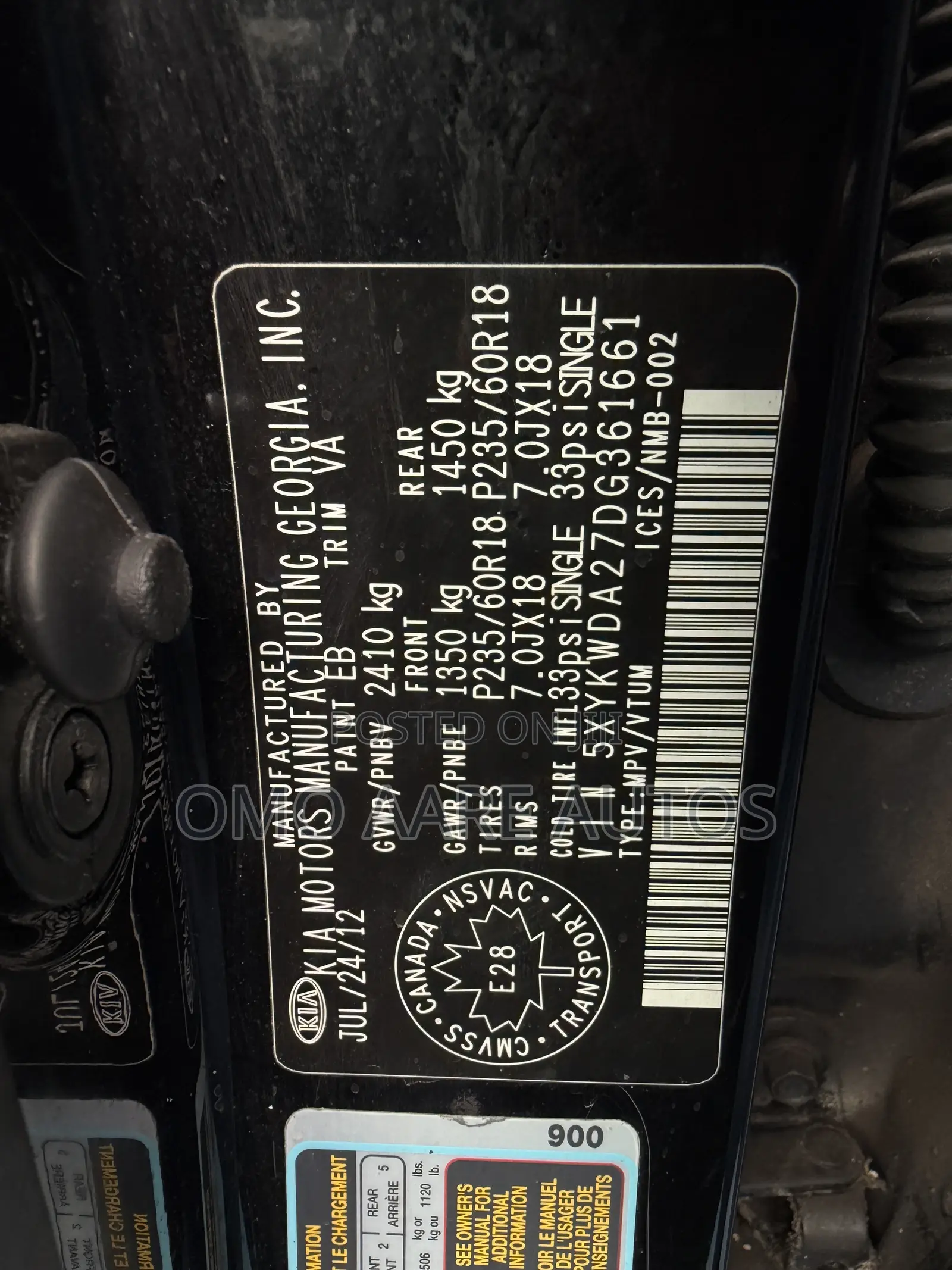 Kia Sorento SX V6 2013 Black