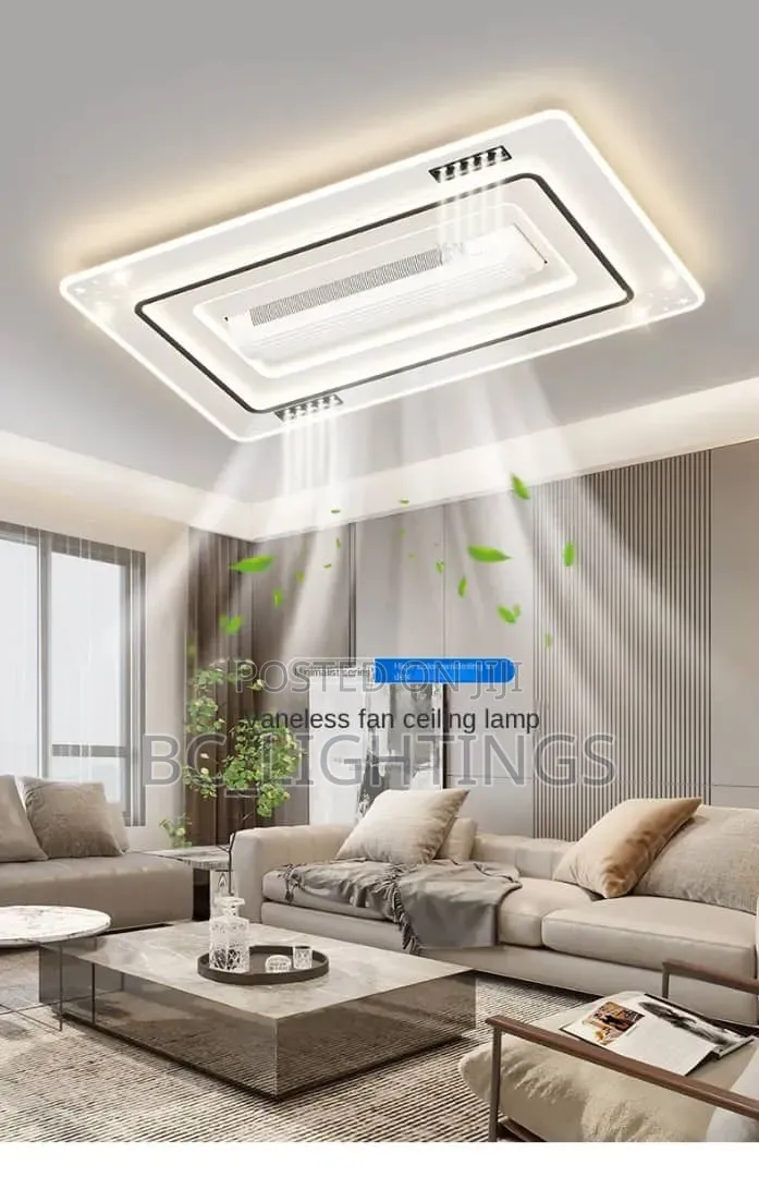 Modern Bladeless Ceiling With Light and Remote Bedroom White Vaneless