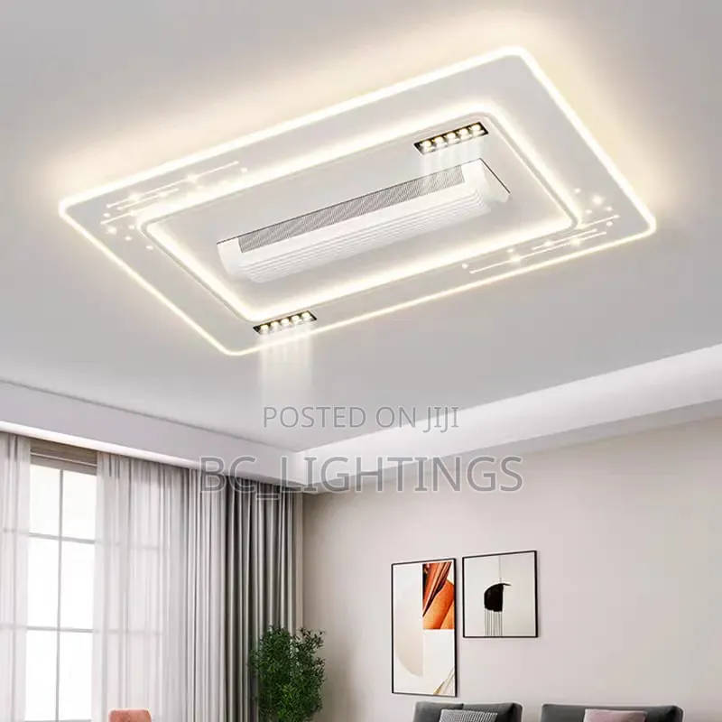 Modern Bladeless Ceiling With Light and Remote Bedroom White Vaneless