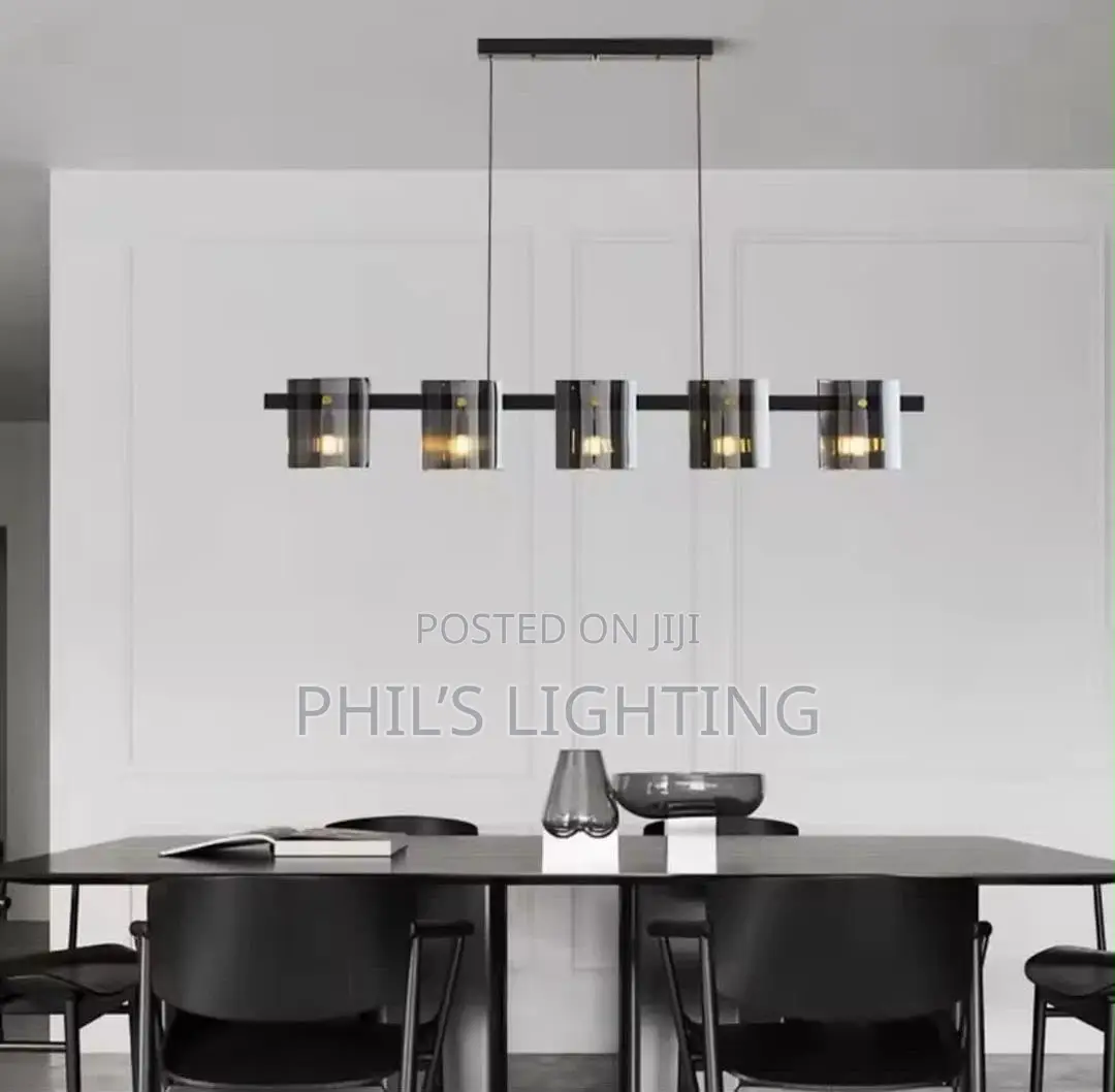 Postmodern LED Amber Smoky Glass Chandelier