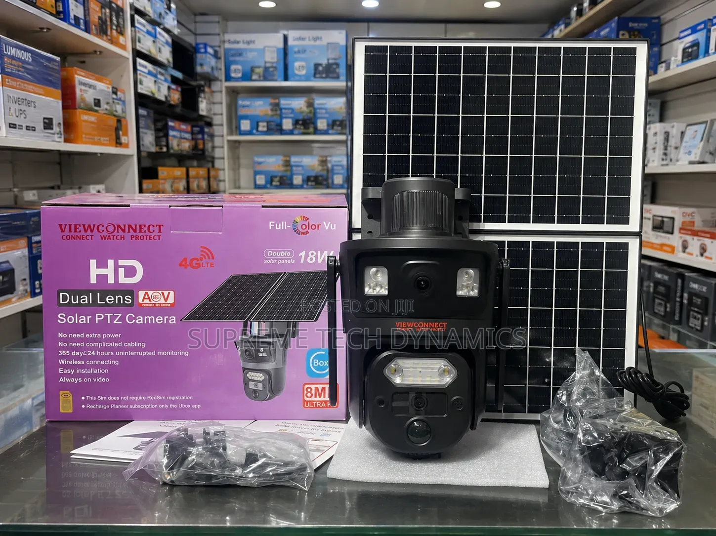Double Lens Double Panel Ubox Solar PTZ Camera – 4G LTE
